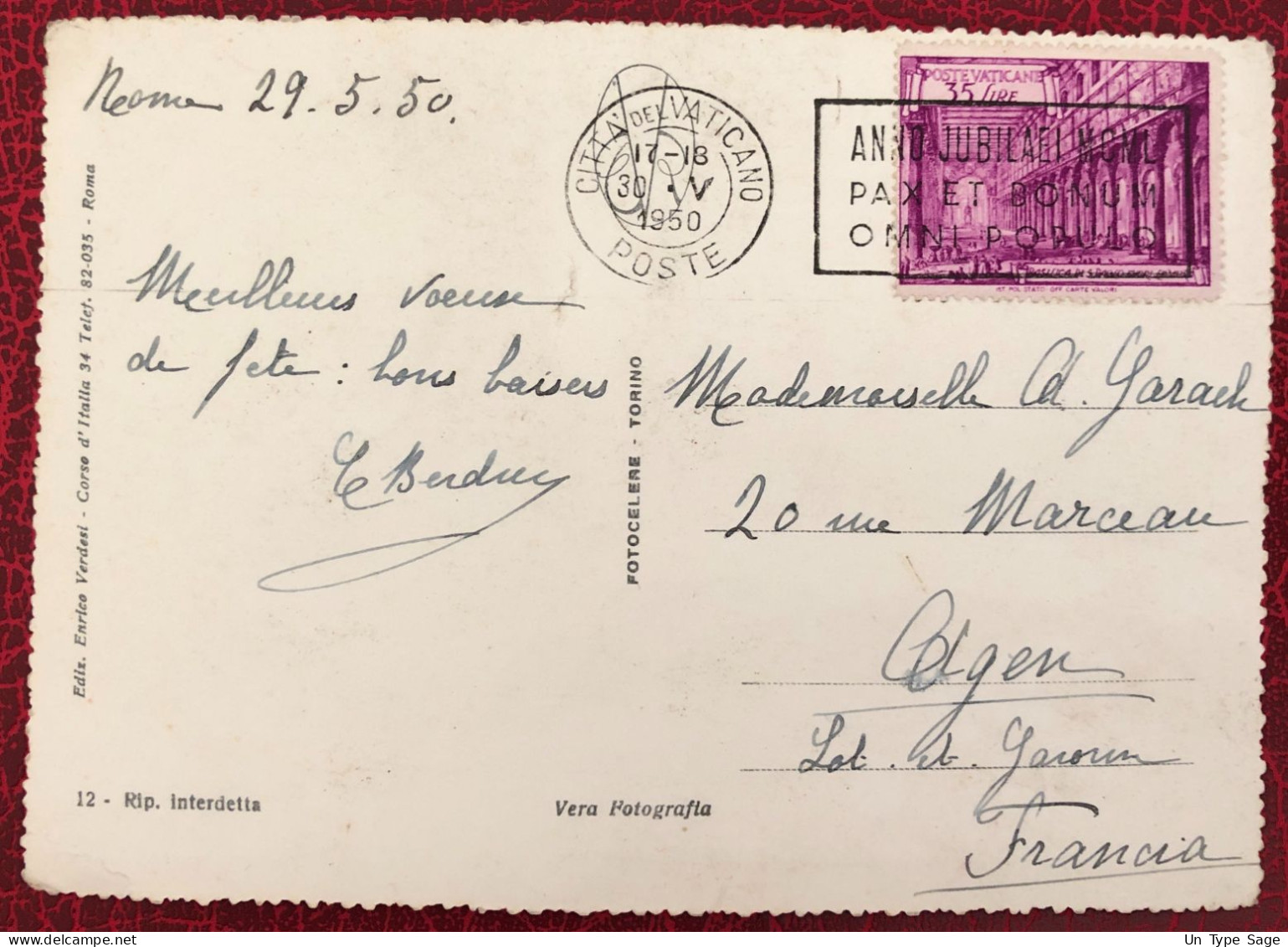 Vatican, Divers Sur Carte Postale 30.5.1950 - (B3021) - Briefe U. Dokumente