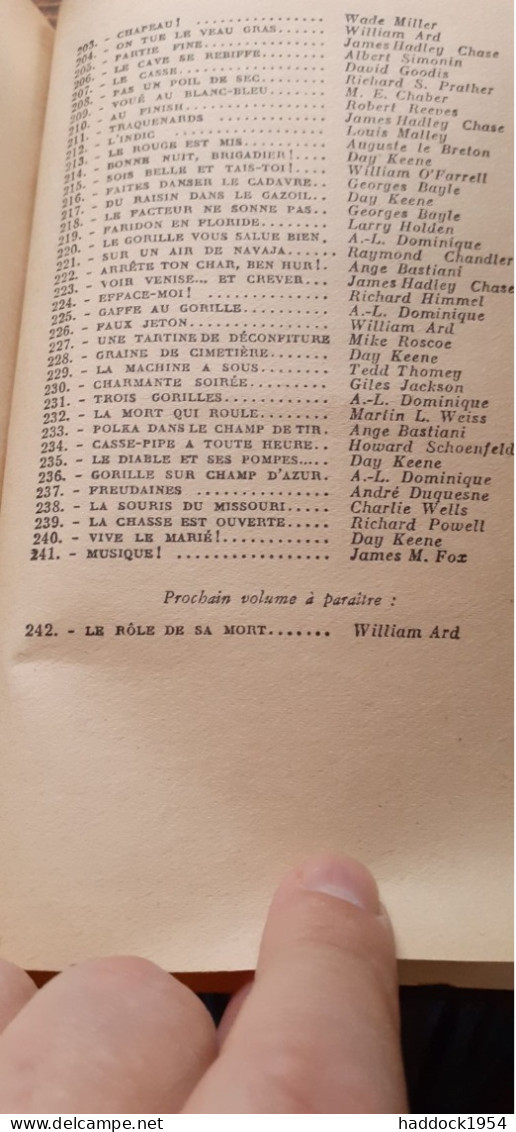 Musique ! JAMES FOX  Gallimard 1955 - Série Noire