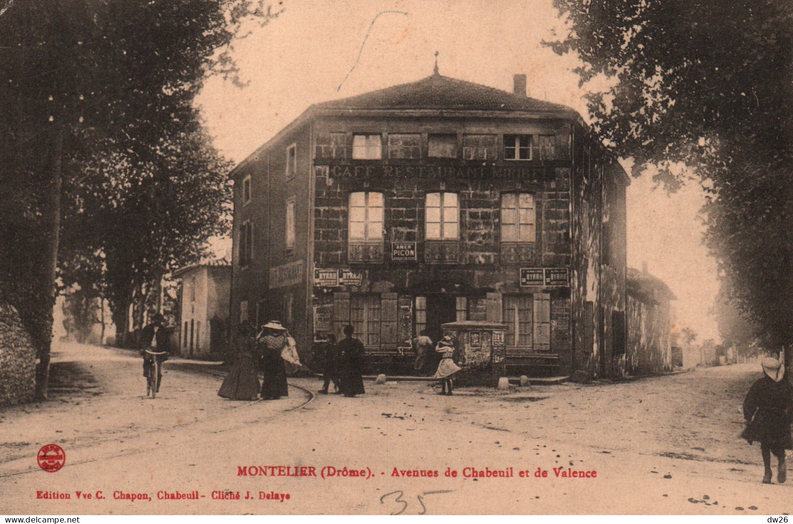 Montélier (Drôme) Avenues De Chabeuil Et De Valence, Café-Restaurant - Edition Vve Chapon, Carte Non Circulée - Other & Unclassified
