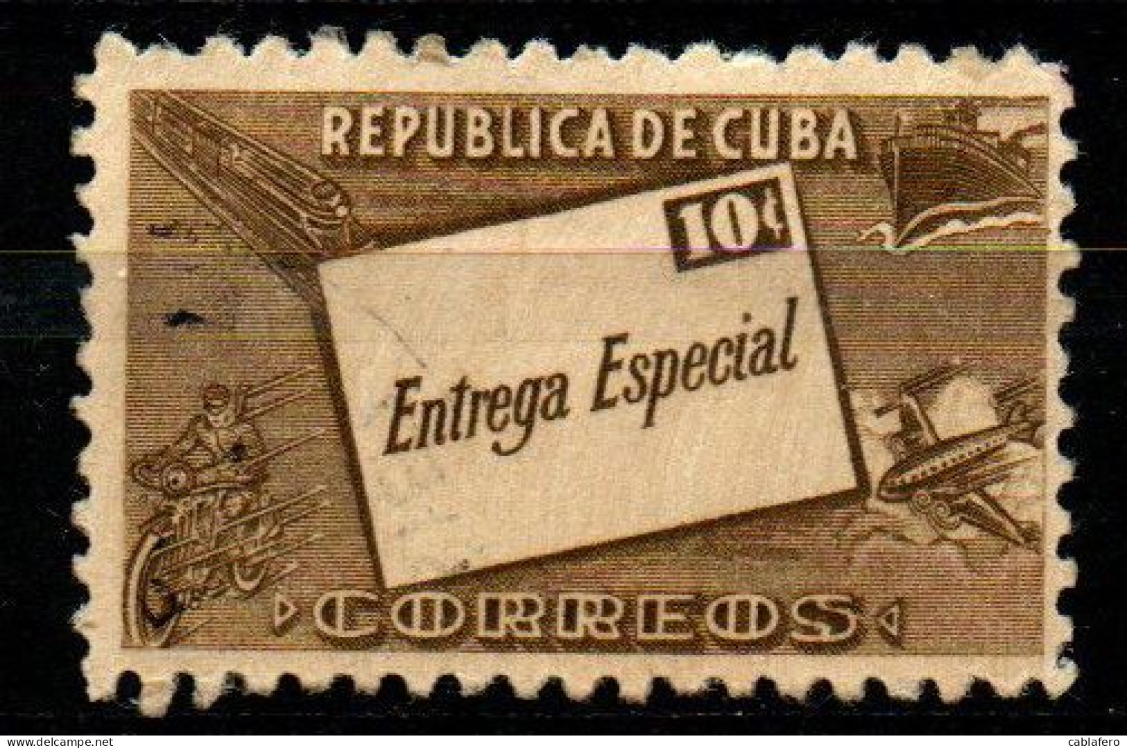 CUBA - 1945 - Letter And Symbols Of Transportation - USATO - Express Delivery Stamps