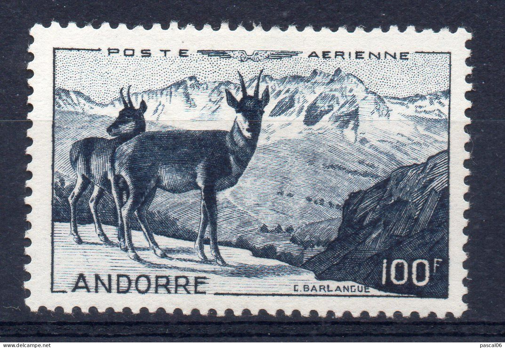 ANDORRE POSTE AÉRIENNE / N° 1 100f ISARDS ET PAYSAGE / NEUF** / COTE 110 € - Airmail