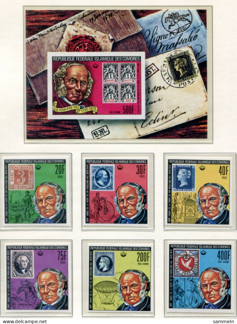 KOMOREN 494-499 B, Block 191 B, Bl.191B Mnh, Marke Auf Marke, Stamp On Stamp Rowland Hill - COMOROS, COMORES - Comores (1975-...)