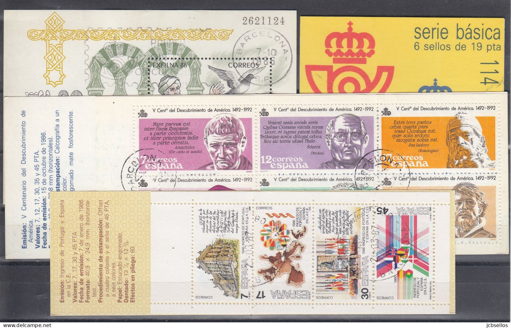 ESPAÑA 1986 Nº2825/2873 AÑO COMPLETO USADO, 48 SELLOS,1 HB,3 CARNETS - Años Completos