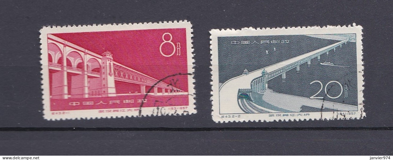 Chine 1957 Construction Du Pont Du Yangtsé à Wuhan. Chine Centrale, La Serie Complete 2 Timbres , 347 – 348 - Usados