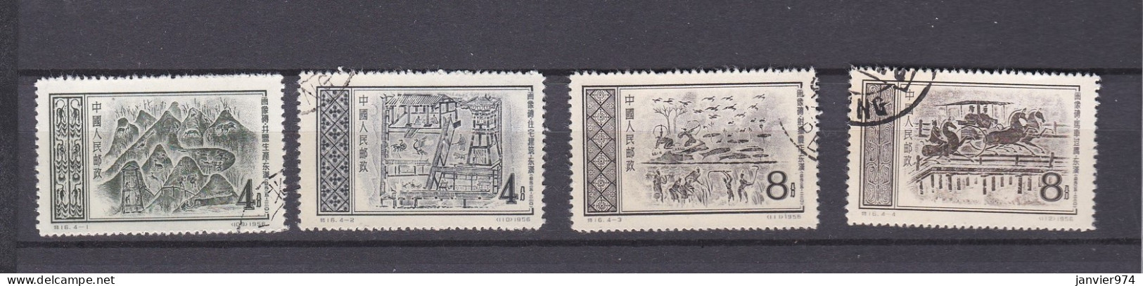 1956 , La Serie Complete,  Art De La Période De La Dynastie Tung Han, 4 Timbres 319 à 322 - Usati