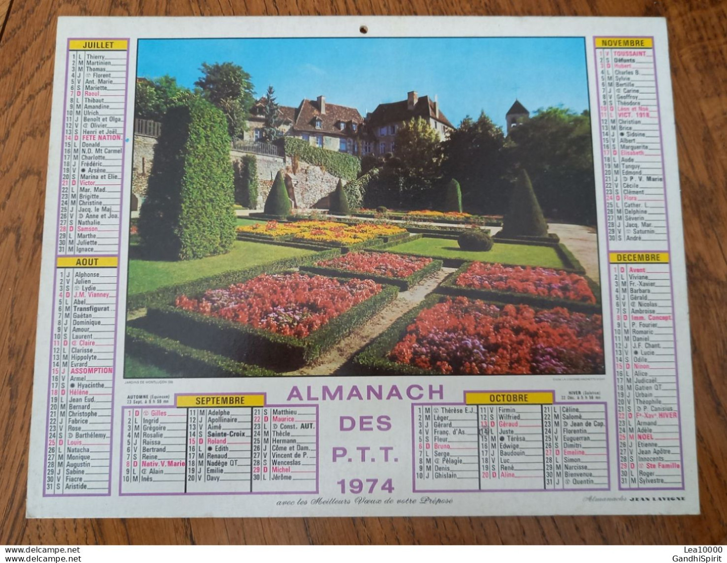 1974 Calendrier Du Département De L'Aube - Lac D'Annecy à Talloires, Montagnes - Jardin De Montluçon - Grand Format : 1971-80