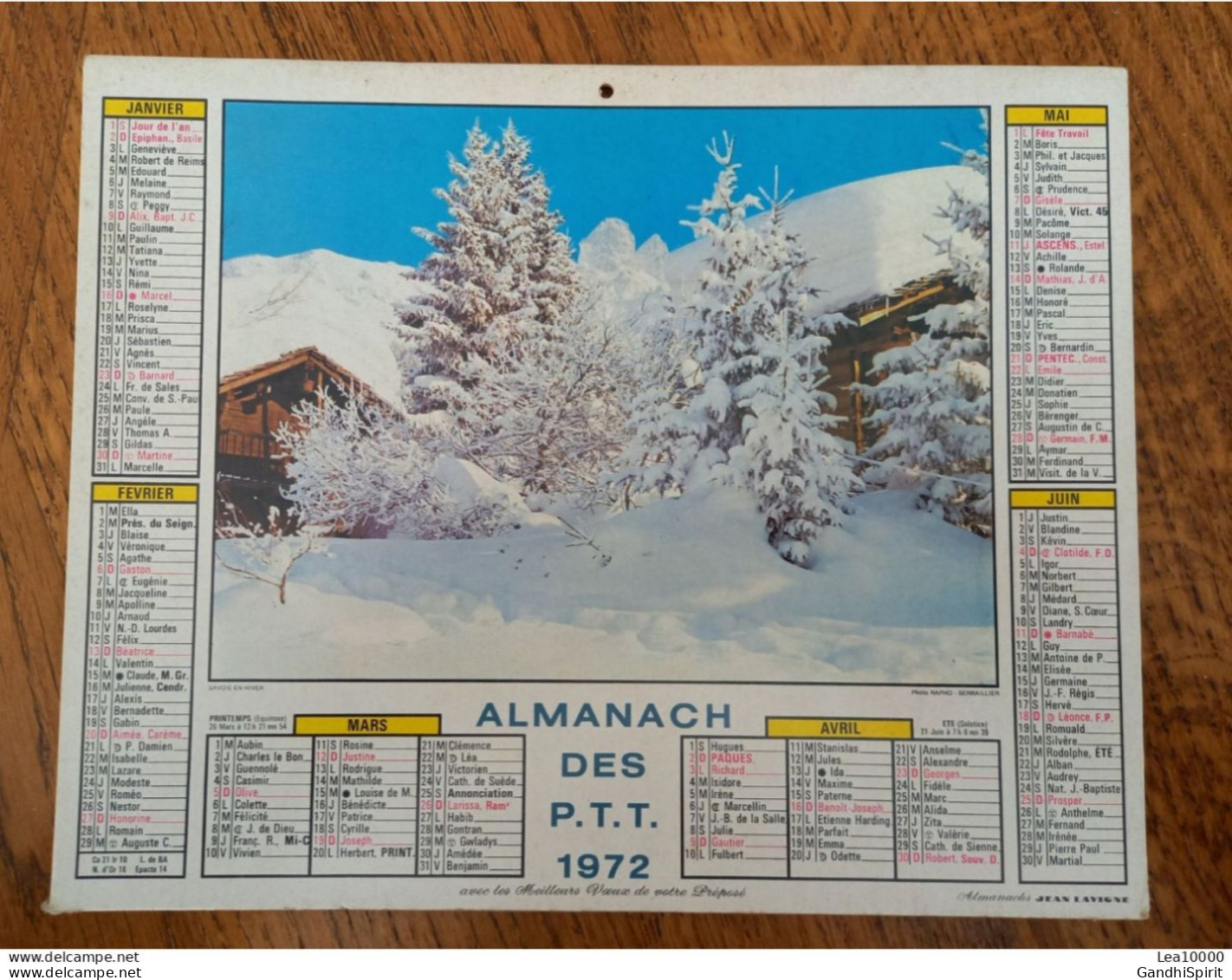 1972 Calendrier Du Département De L'Aube - Savoie En Hiver, Chalets, Montagnes - Villefranche Sur Mer, Port, Bateaux - Big : 1971-80