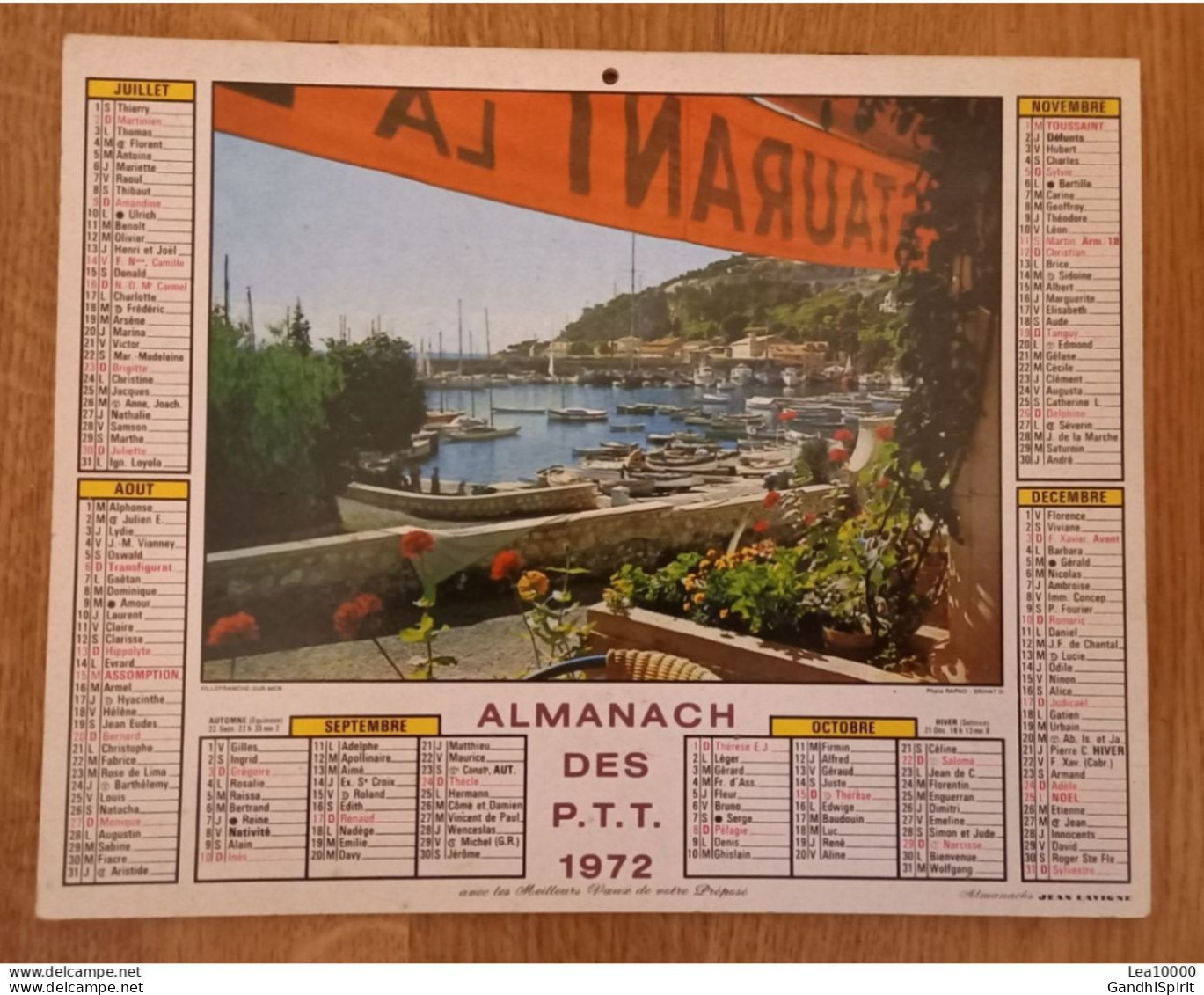 1972 Calendrier Du Département De L'Aube - Savoie En Hiver, Chalets, Montagnes - Villefranche Sur Mer, Port, Bateaux - Tamaño Grande : 1971-80