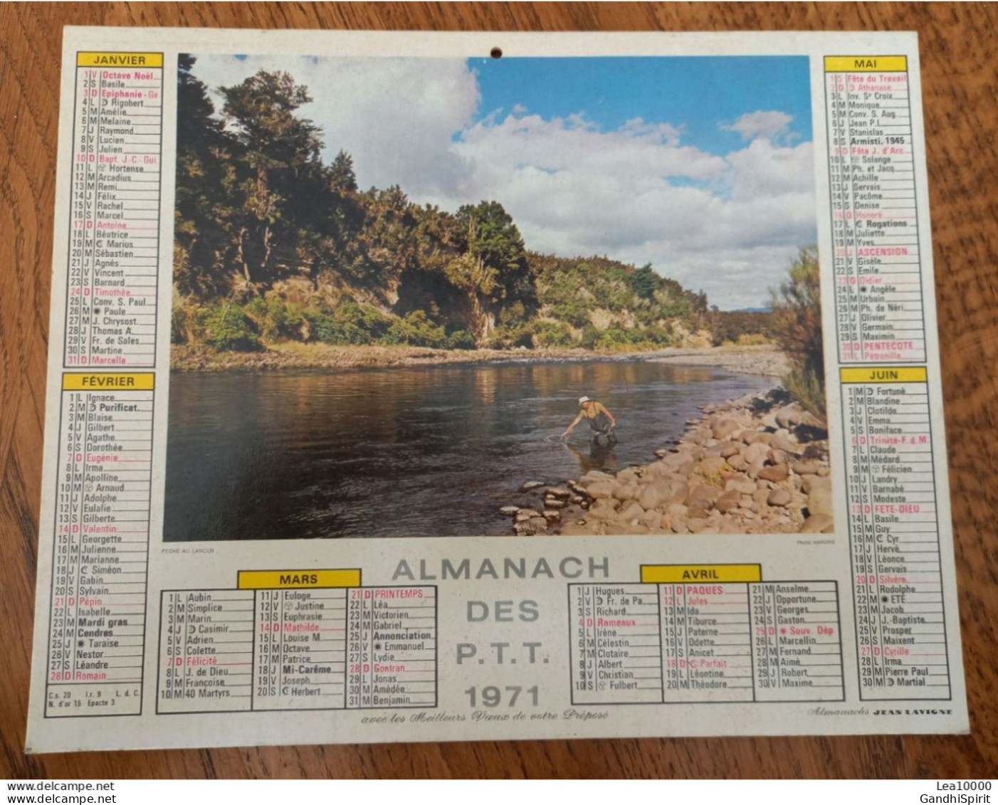 1971 Calendrier Du Département De L'Aube - Pêche Au Lancer, Pêcheur - Retour De Chasse, Chasseur, Chien épagneul Breton - Big : 1971-80