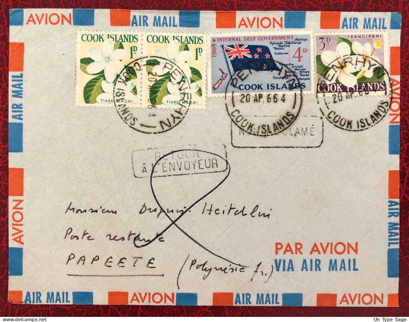 Cook, Divers Sur Enveloppe De Penrhyn 20.4.1966 - (B3080) - Cookeilanden