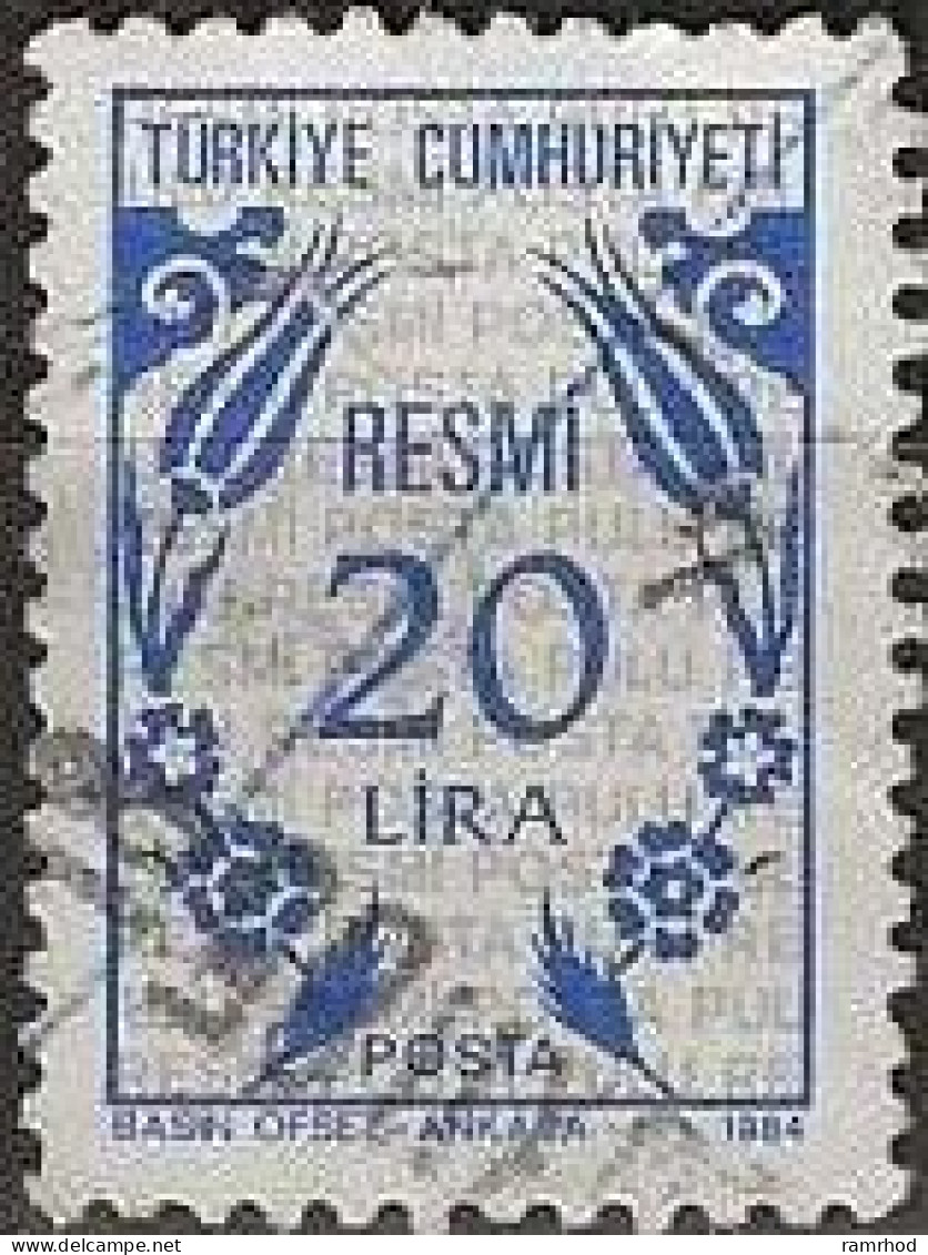 TURKEY 1983 Official - 20l. - Blue And Grey FU - Official Stamps