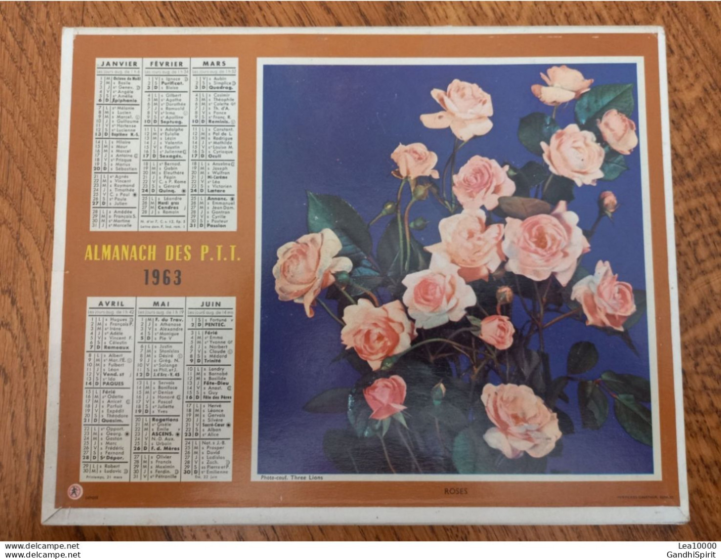 1963 Calendrier Du Département De L'Aube - Roses, Fleurs - Tamaño Grande : 1961-70