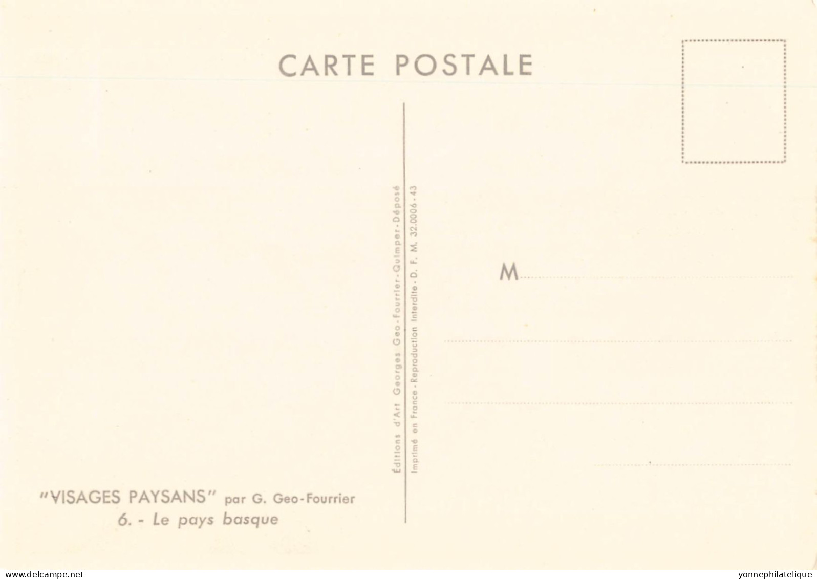 15 CPA Illustrateur G.Géo-FOURRIER dans pochette d'origine "Visages paysans" - format 15x10,5 cm - 10000A