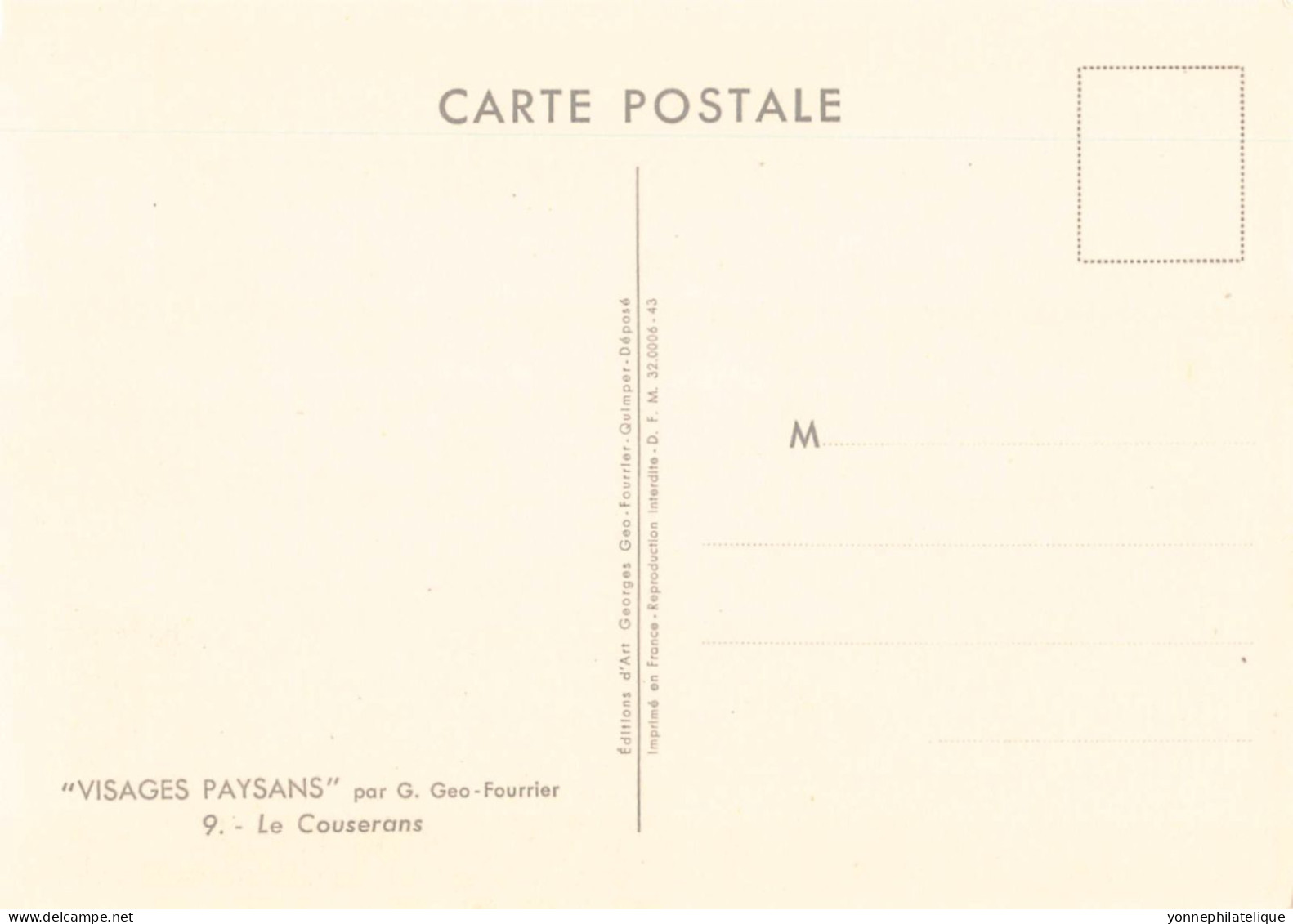 15 CPA Illustrateur G.Géo-FOURRIER dans pochette d'origine "Visages paysans" - format 15x10,5 cm - 10000A