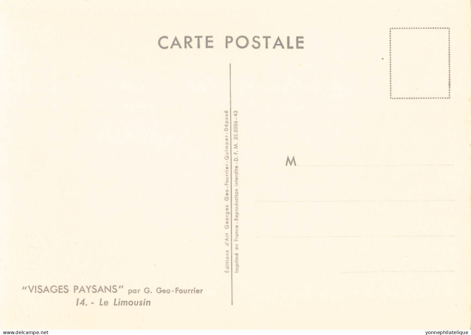 15 CPA Illustrateur G.Géo-FOURRIER dans pochette d'origine "Visages paysans" - format 15x10,5 cm - 10000A