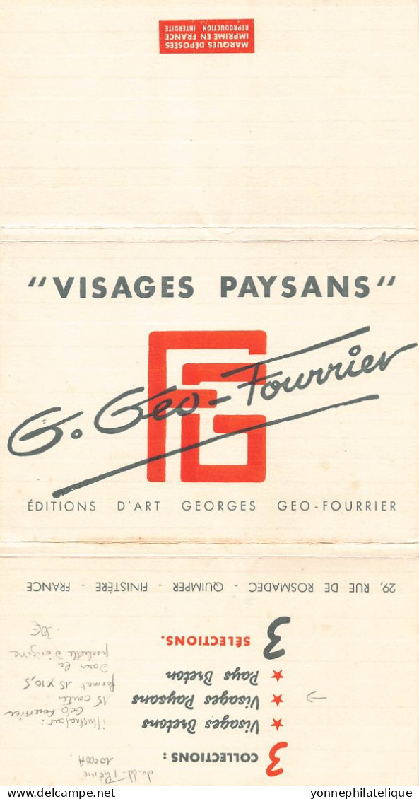 15 CPA Illustrateur G.Géo-FOURRIER dans pochette d'origine "Visages paysans" - format 15x10,5 cm - 10000A