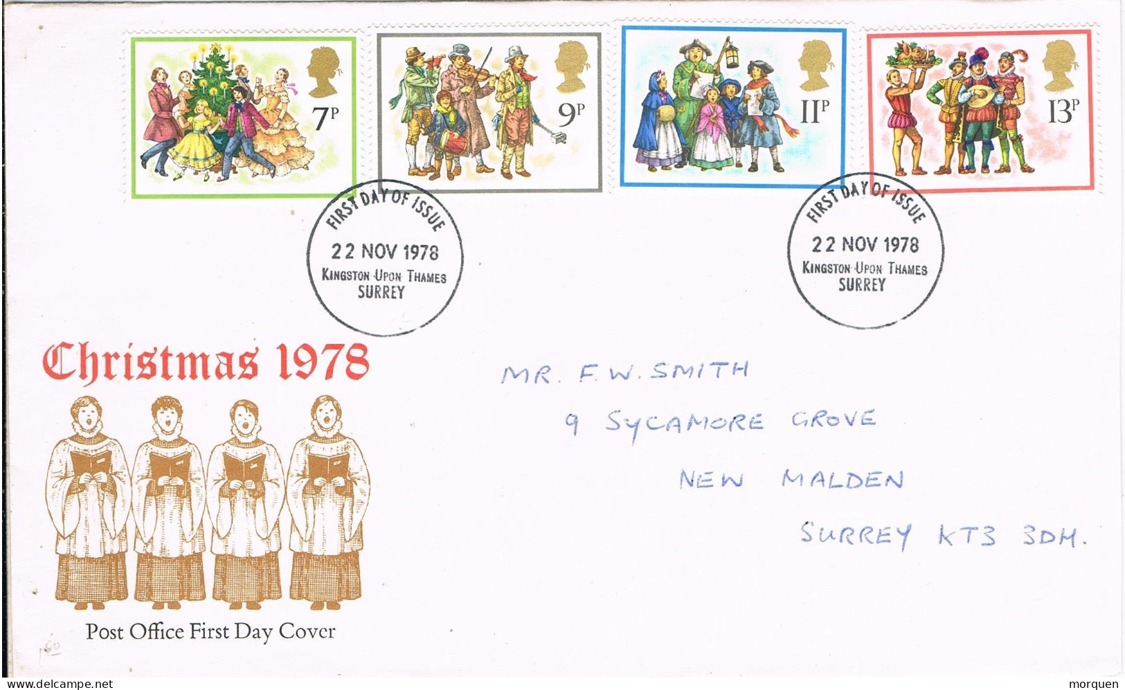 52227. Carta F.D.C. KINGSTON Upon THAMES (Surrey ) England 1978. CHRISTMAS, Navidad - 1971-1980 Decimal Issues