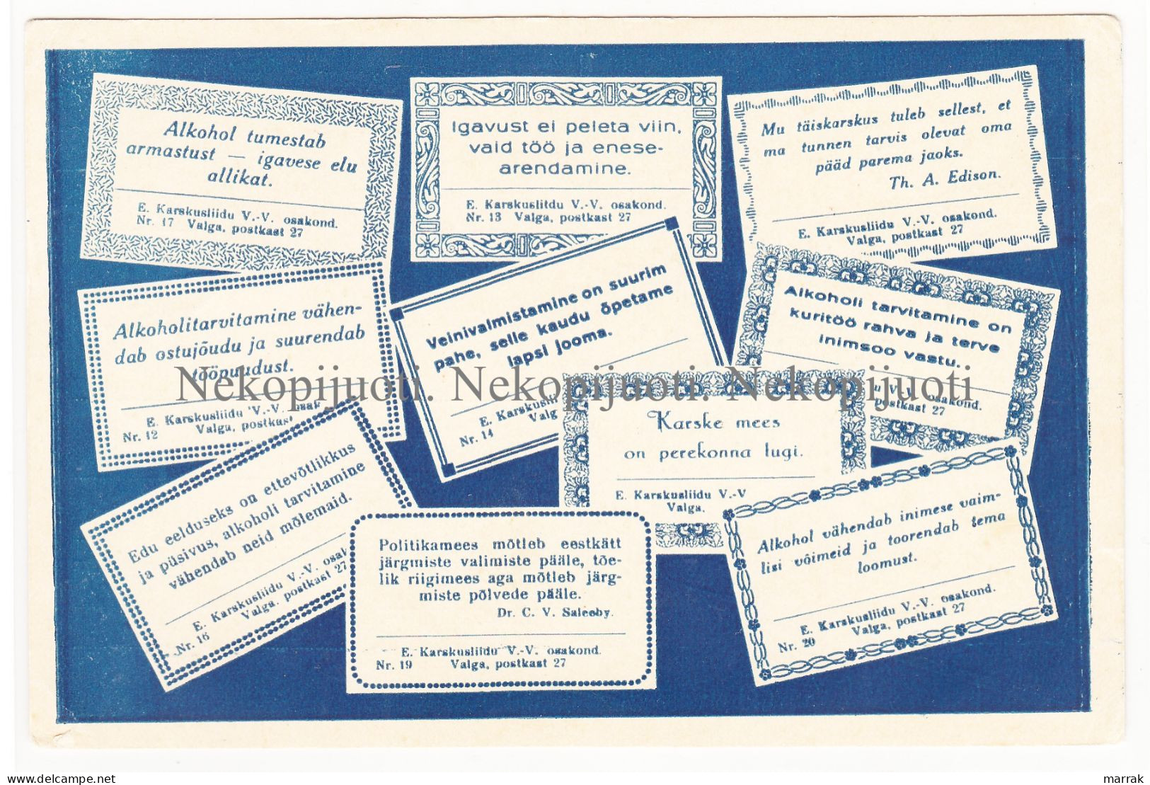 Anti-alkohol Adverstising Postcard, 1930' Postcard - Estonie