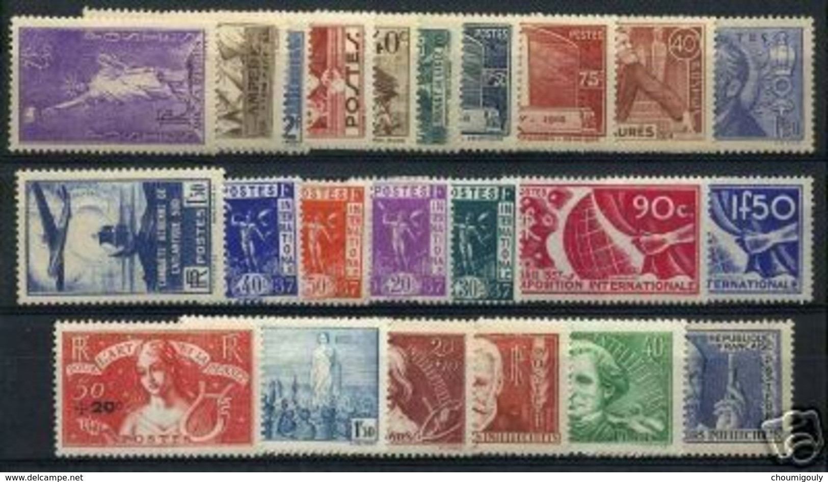 FRANCE STAMP TIMBRE ANNEE 1936 COMPLETE SAUF N°321 : 24 TIMBRES NEUFS Xx LUXE - ....-1939