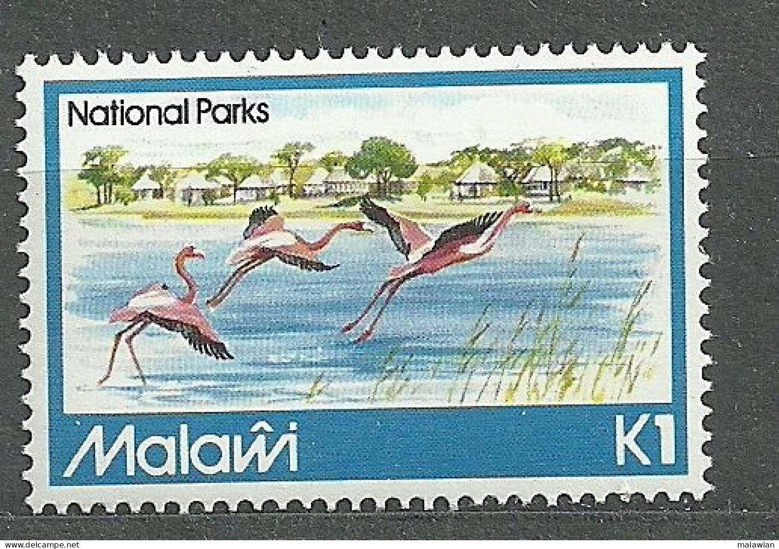 Malawi, 1982 (#375e), Wildlife, National Parks, Mountains, Village, Lake, Birds, Flamingo, Nature, Tierwelt - 1v Single - Flamingos