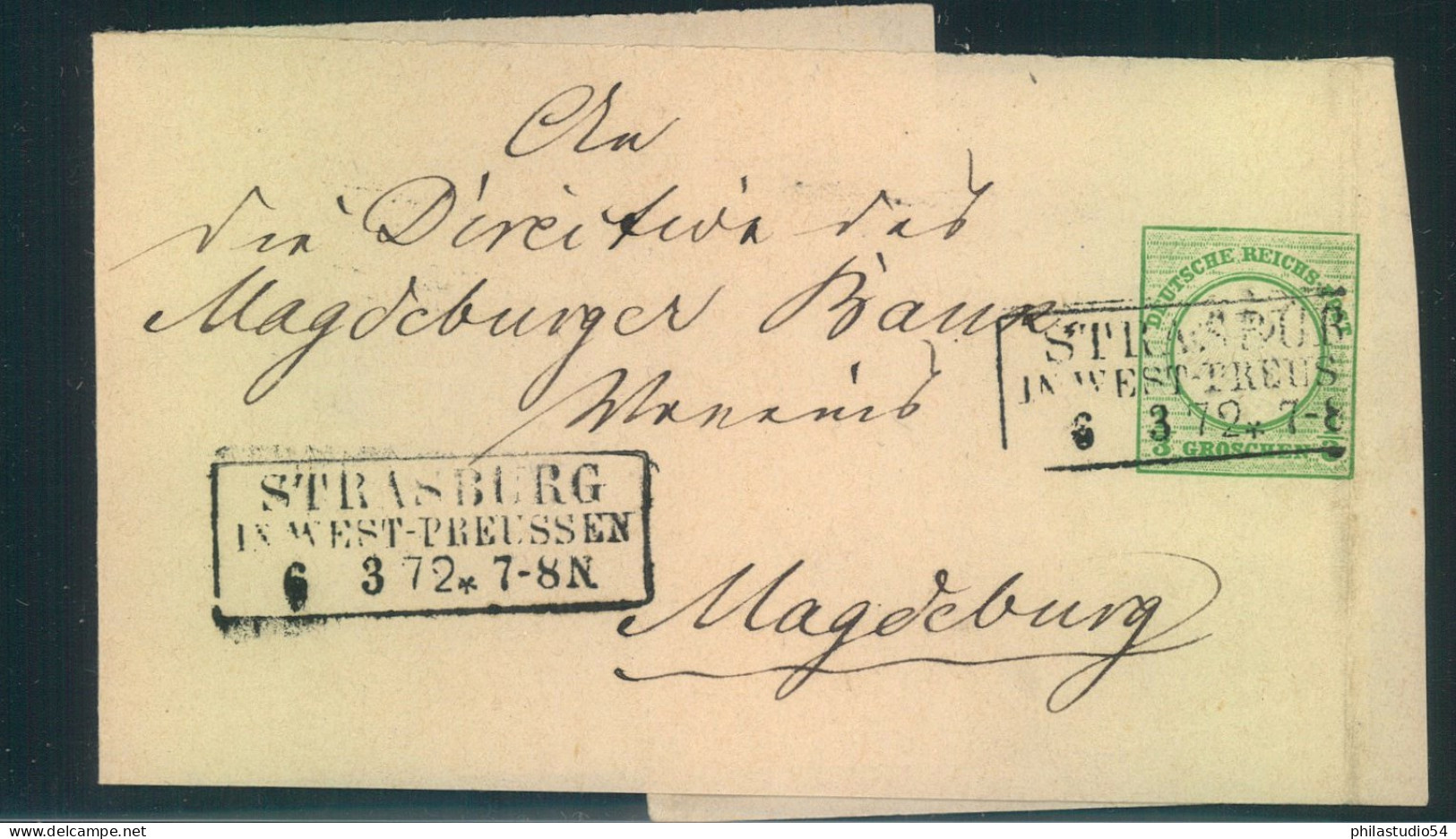 1872, 1/3 Groschen Streifband Ab STRASBURG In West-Preussen - Cartas & Documentos