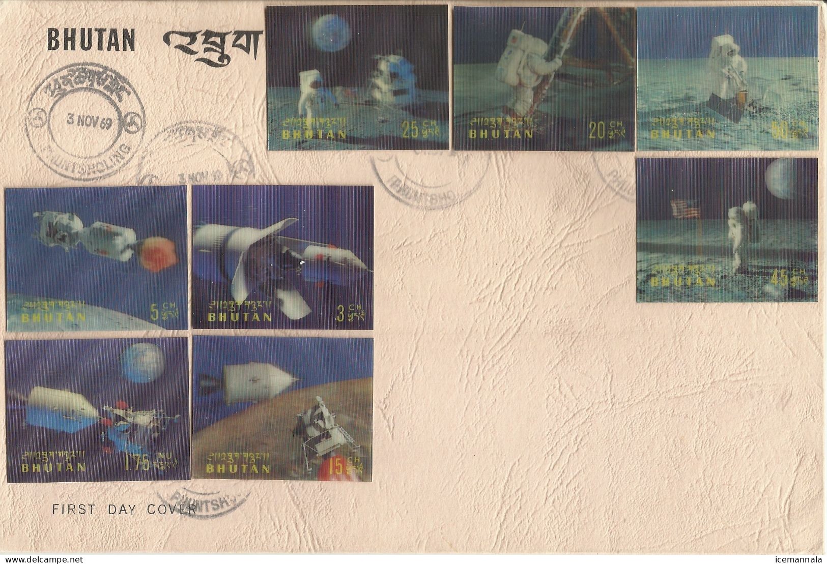 BHUTAN , SOBRE PRIMER  DIA  TEMA ESPACIAL  AÑO  1969 - Asie