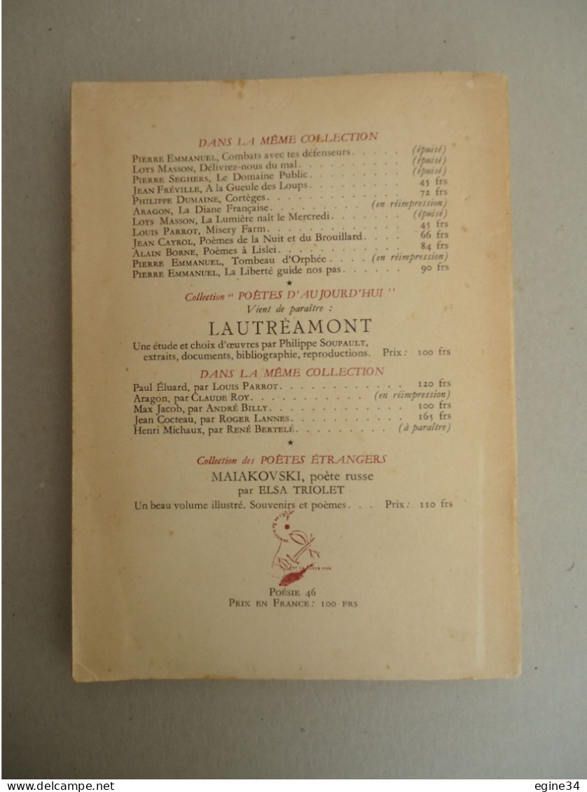 P. Seghers Editeurs - Aragon -Les Yeux D'Elsa - Collection Poésie 46 -1946 - Auteurs Français