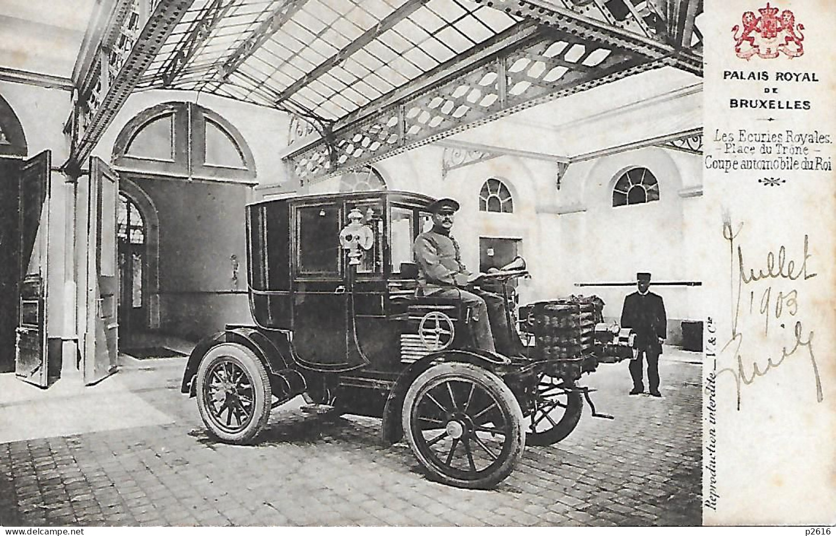 BELGIQUE -  1903 -  PALAIS ROYAL DE BRUXELLES -  LES ECURIES ROYALES PLACE DU TRONE COUPE AUTOMOBILE DU ROI - Museos