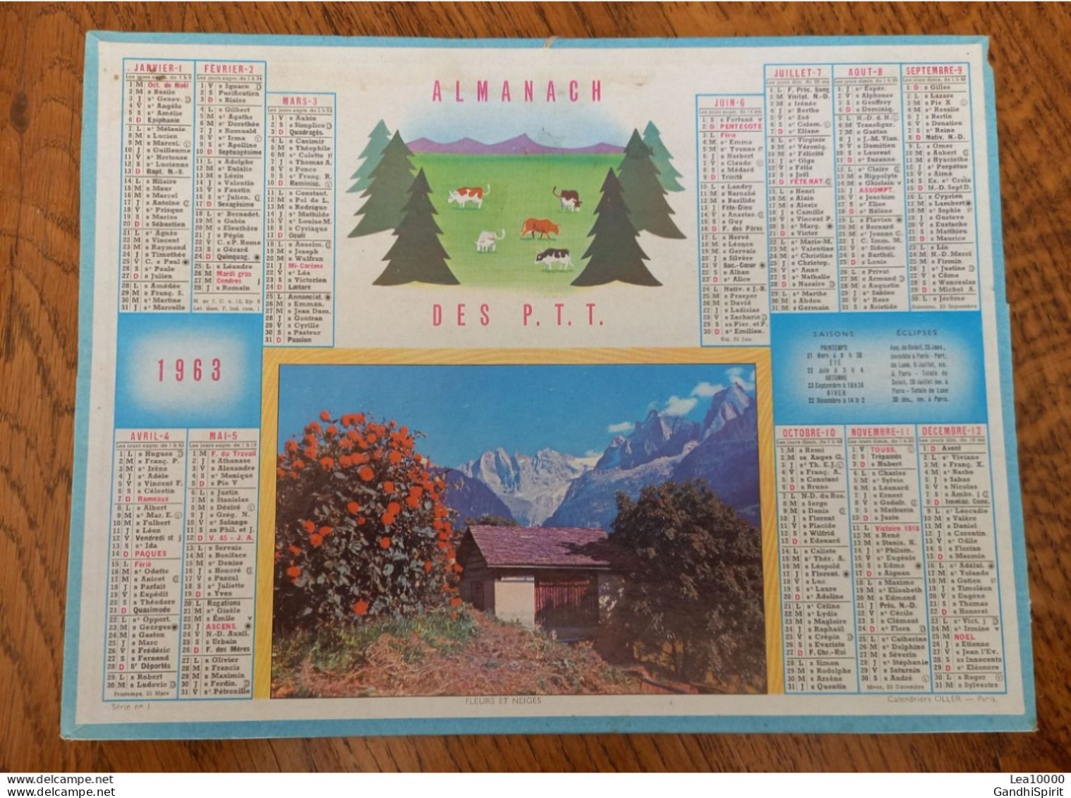 1963 Calendrier Du Département De L'Aube - Fleurs Et Neige - Big : 1961-70