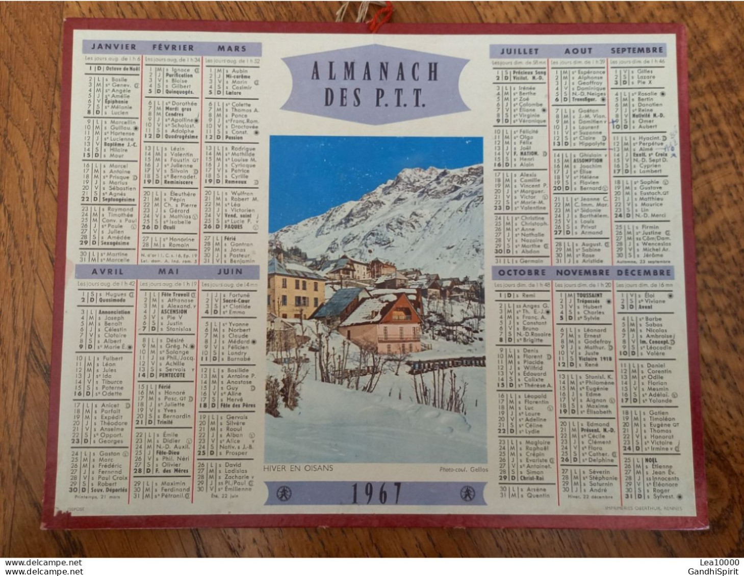 1967 Calendrier Du Département De L'Aube - Hiver En Oisans - Chalets Sous La Neige - Grossformat : 1961-70