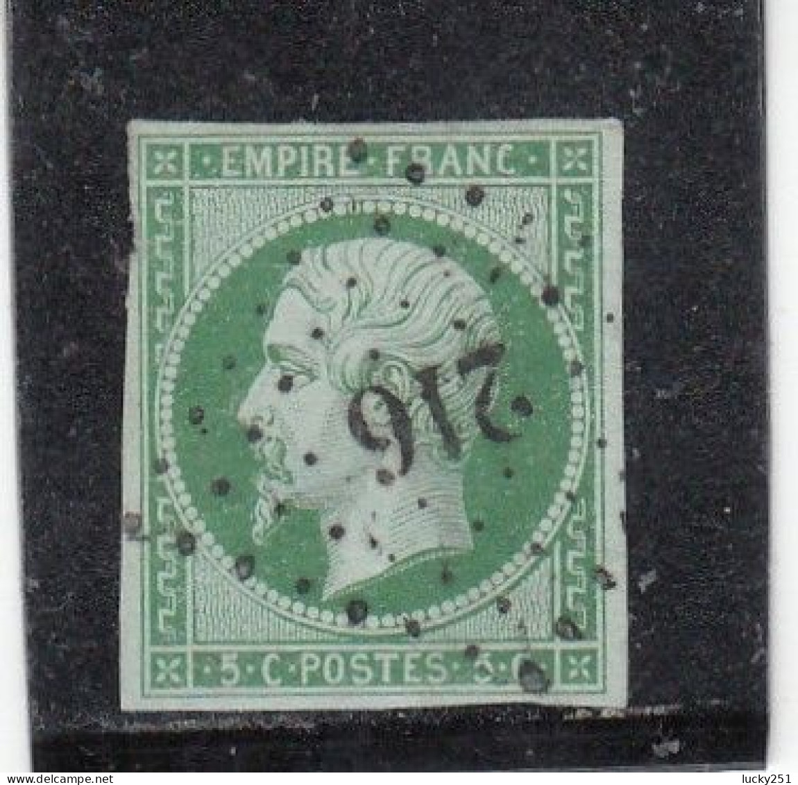 France - Année 1853/60 - N°YT 12  - Oblitéré PC - 5c Vert - 1853-1860 Napoléon III