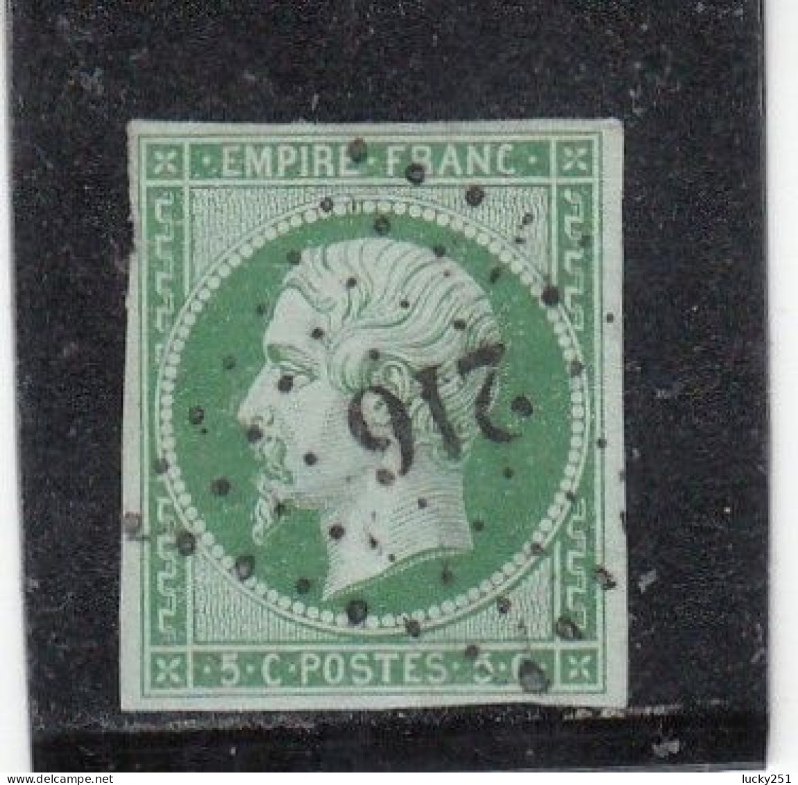 France - Année 1853/60 - N°YT 12  - Oblitéré PC - 5c Vert - 1853-1860 Napoleon III
