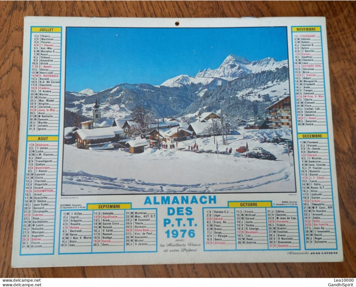 1976 Calendrier Du Département De L'Aube - Montagne En Hiver, Savoie - Plage De La Côte D'Azur - Big : 1971-80