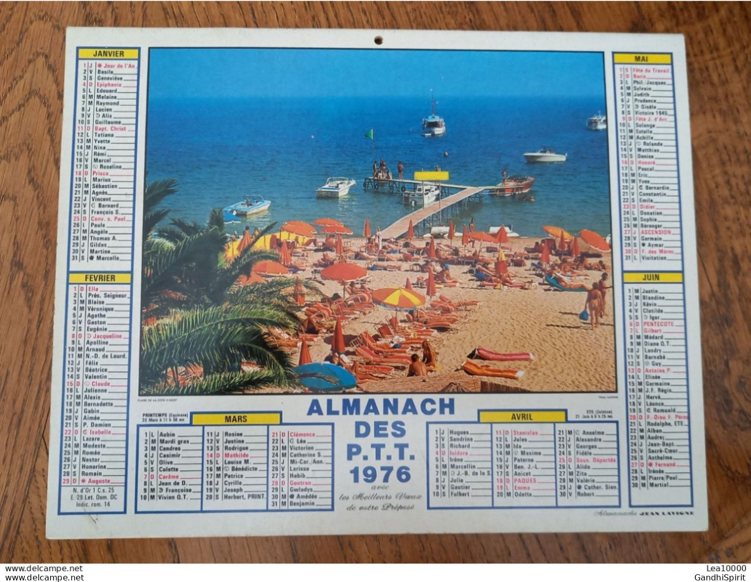 1976 Calendrier Du Département De L'Aube - Montagne En Hiver, Savoie - Plage De La Côte D'Azur - Groot Formaat: 1971-80