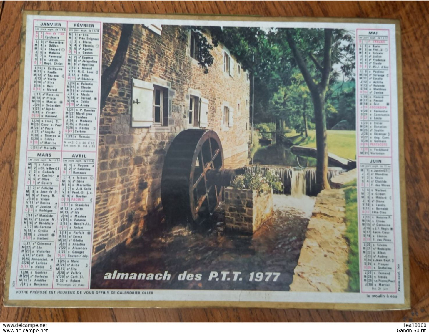 1977 Calendrier Du Département De L'Aube - Le Moulin à Eau - Lac Des Gaillands, Chamonix - Tamaño Grande : 1971-80