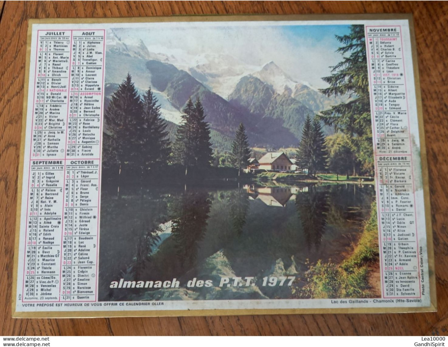 1977 Calendrier Du Département De L'Aube - Le Moulin à Eau - Lac Des Gaillands, Chamonix - Groot Formaat: 1971-80