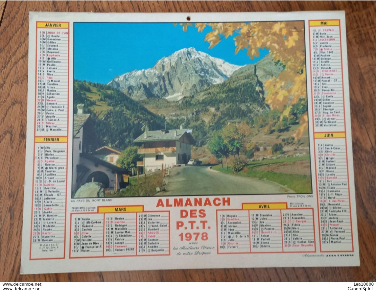 1978 Calendrier Du Département De L'Aube - Au Pays Du Mont Blanc - Jardin Fleuri En Pays De Loire - Tamaño Grande : 1971-80