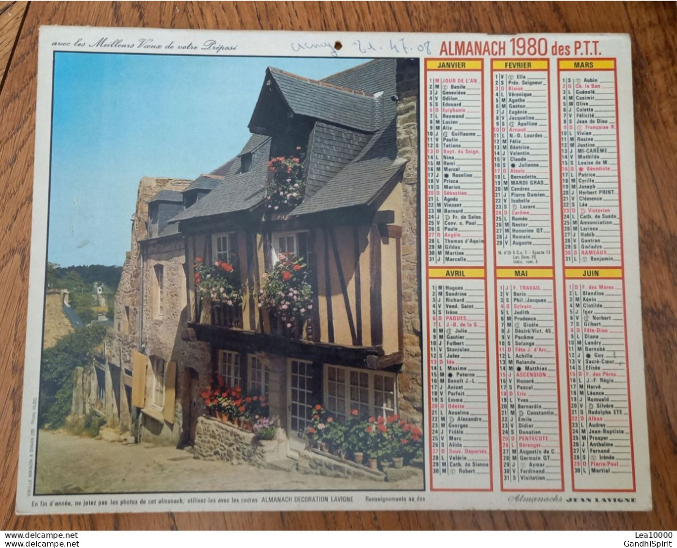 1980 Calendrier Du Département De L'Aube - Vieilles Maisons à Dinan - Jardins D'Angers - Formato Grande : 1971-80