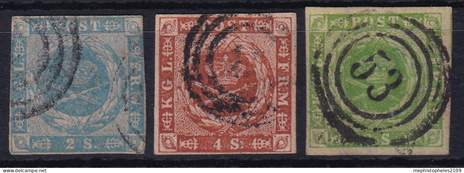 DENMARK 1854-57 - Canceled - Sc# 3-5 - Used Stamps