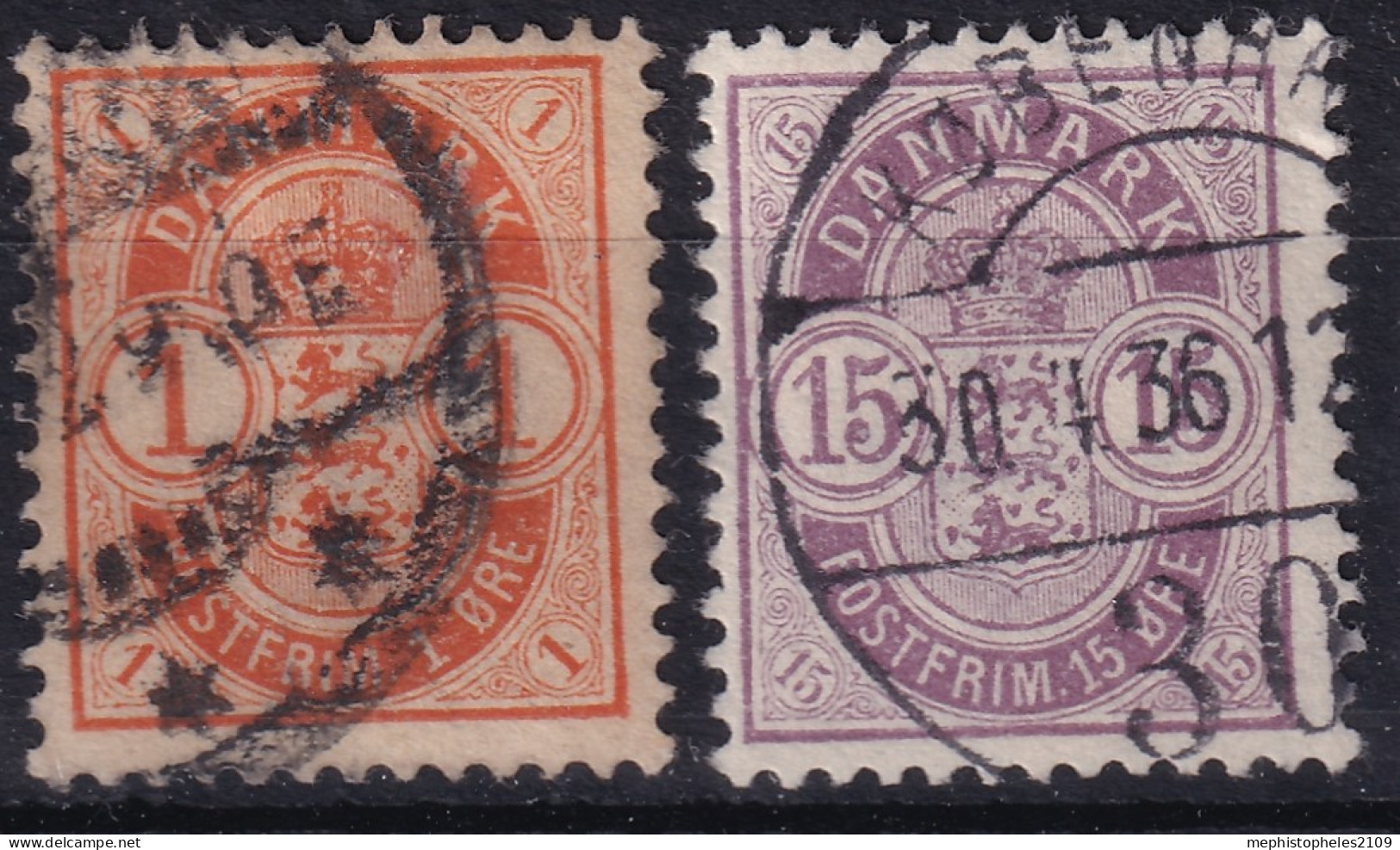 DENMARK 1902 - Canceled - Sc# 53, 54 - Usati