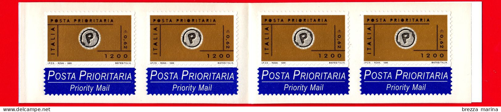 Nuovo - MNH - ITALIA - 1999 - Posta Prioritaria - Timbro Con Impronta Della Lettera P - 1200 L. - 0,62 - Carnets