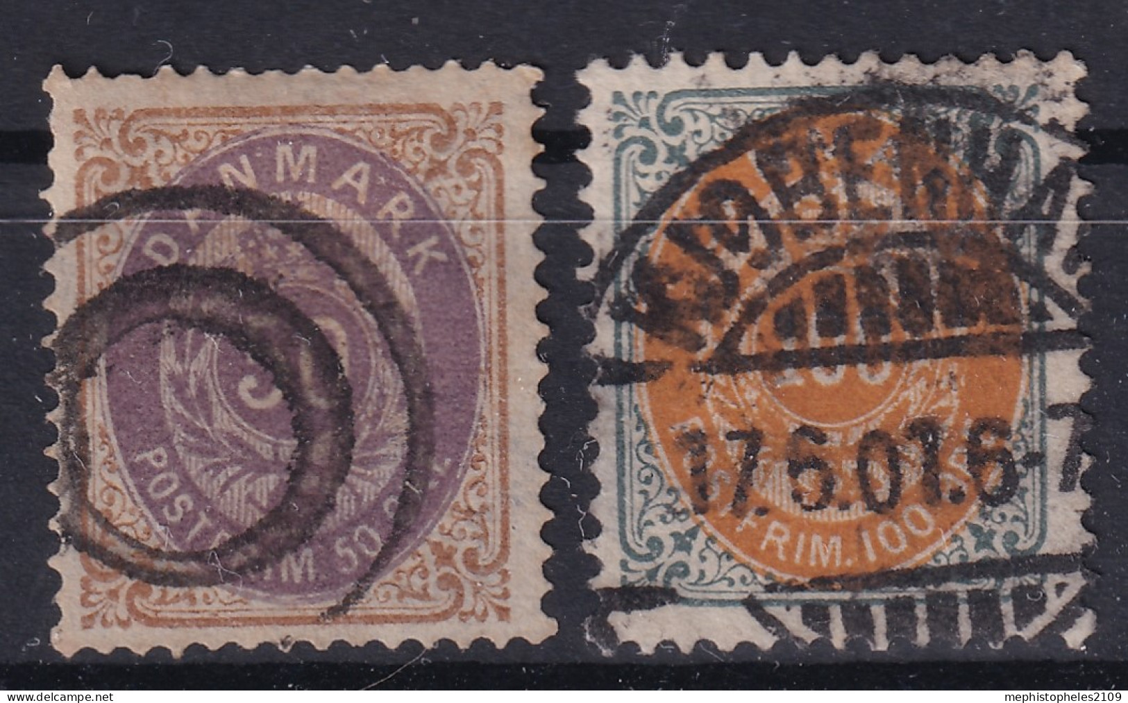 DENMARK 1895-97 - Canceled - Sc# 51, 52 - Used Stamps