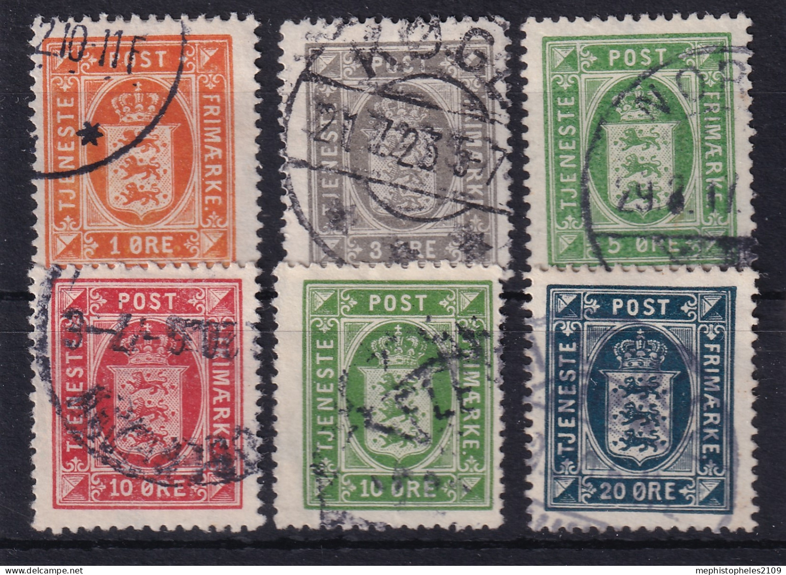 DENMARK 1914 - Canceled - Sc# O16, O17, O19, O21, O22, O24 - Officials - Dienstzegels