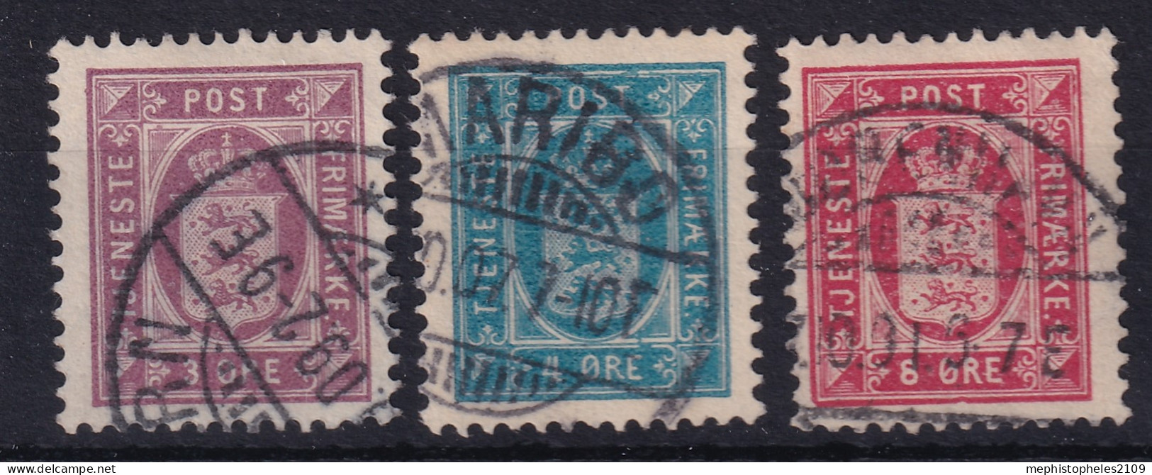 DENMARK 1899-02 - Canceled - Sc# O9A, O9B, 10 - Perf. 13 - Officials - Complete Set! - Dienstmarken