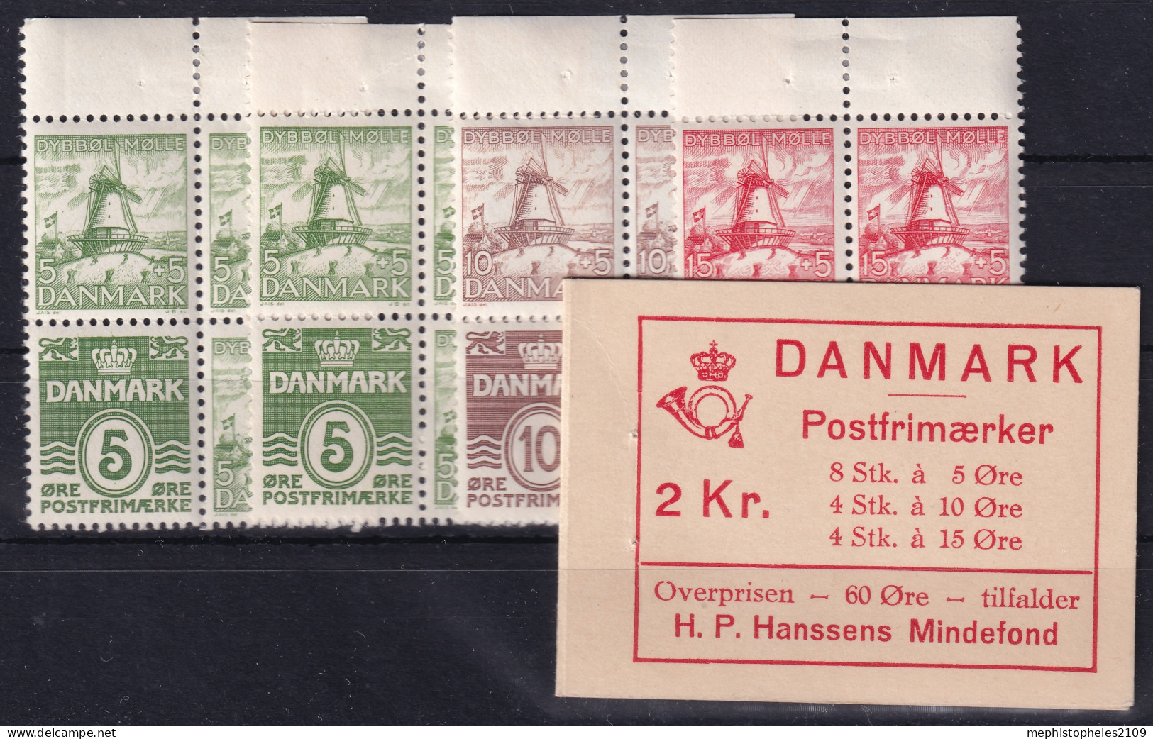 DENMARK 1933-1940 - MNH - Mi 202III, 234-236 - Stamp Booklet - Complete With Cover And Inner Pages - Libretti