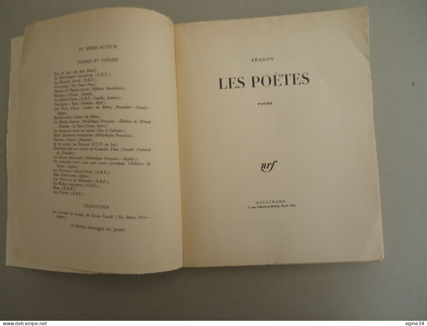 Gallimard- Aragon - Les Poètes - 1960 - - Autores Franceses