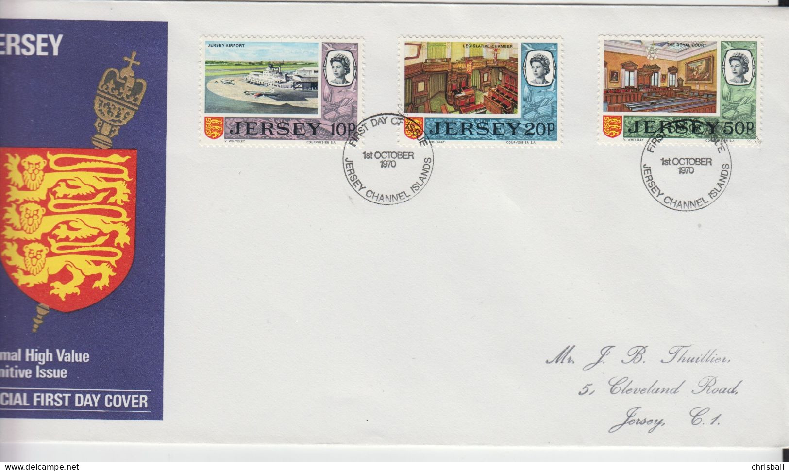 Jersey 1970 - Decimal High Value - Set Of 3 On Official FDC - Jersey