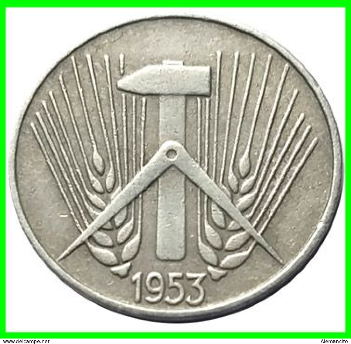 REPUBLICA DEMOCRATICA DE ALEMANIA ( DDR )  MONEDA DE 5 PFENNING AÑO - 1953 - CECA - E -  - MONEDA DE 19 Mm  EMBLEMA AL - 5 Pfennig