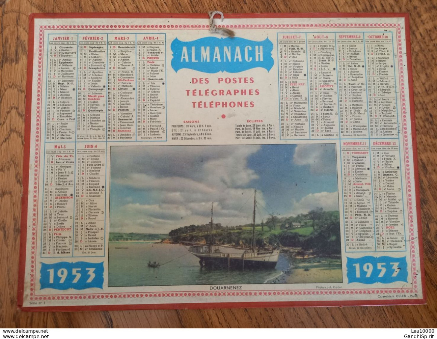 1953 Calendrier Du Département De L'Aube - Douarnenez - Bateau - Formato Grande : 1941-60