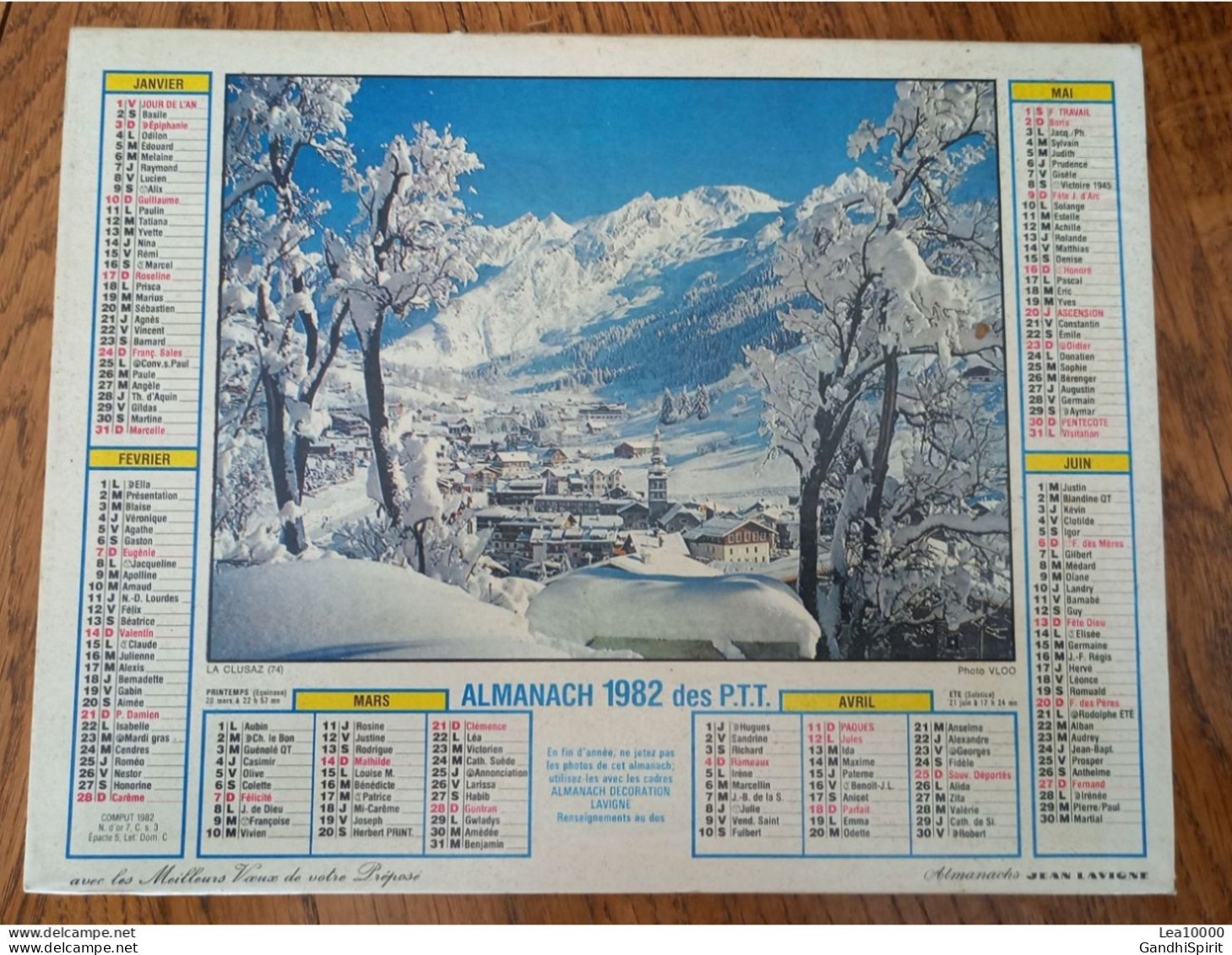 1982 Calendrier Du Département De L'Aube - La Clusaz, Haute Savoie - Chalet Fleuri - Grossformat : 1981-90